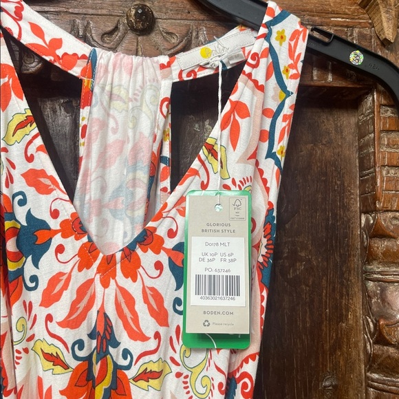 NWT Boden Multi Color Geometric Floral Halter Maxi Dress Size 6P - Picture 4 of 10